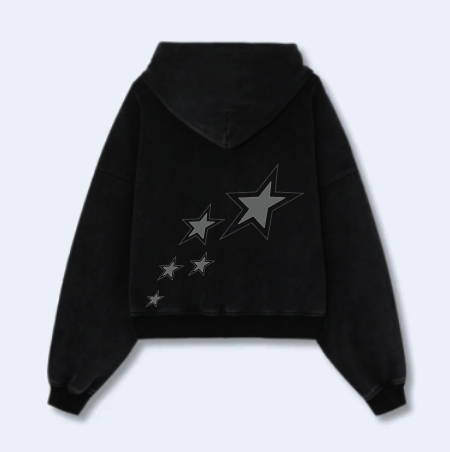 Lost and found - black cropped hoodie with boxy fit